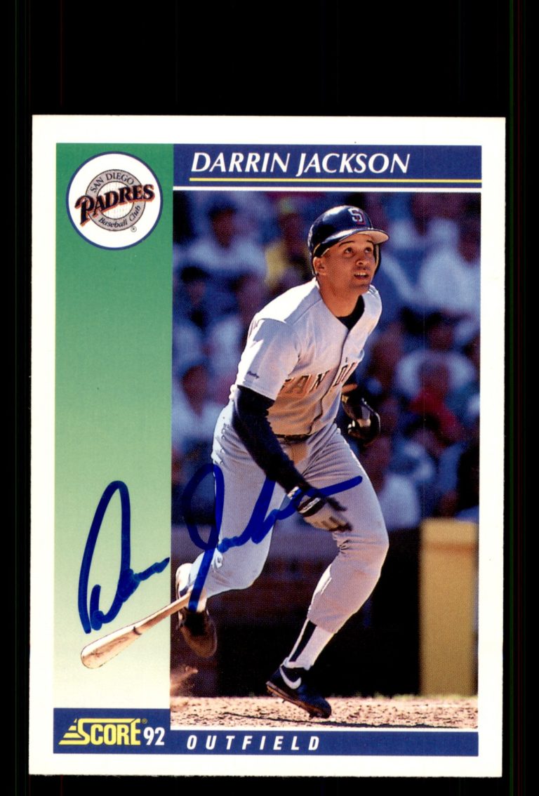 Signed Baseball Card Auto Darrin Jackson 1992 Score #521 San Diego Padres