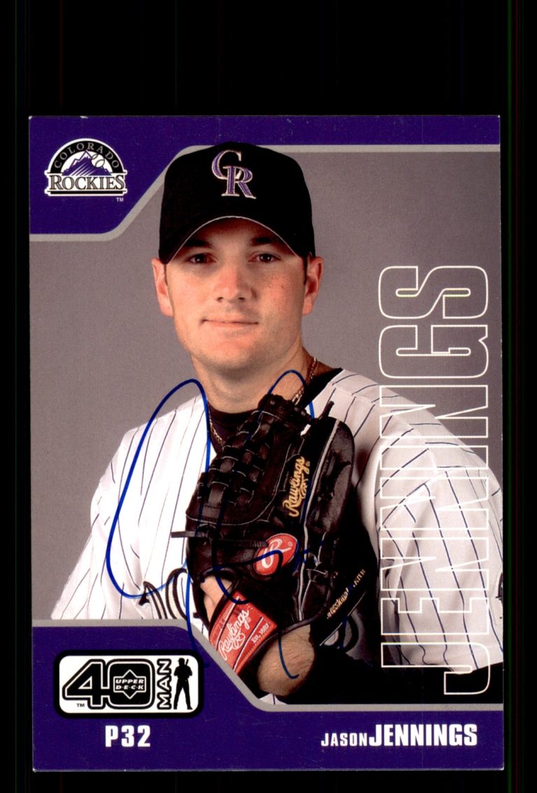 Signed Baseball Card Auto Jason Jennings 2002 Upper Deck 40-Man #991