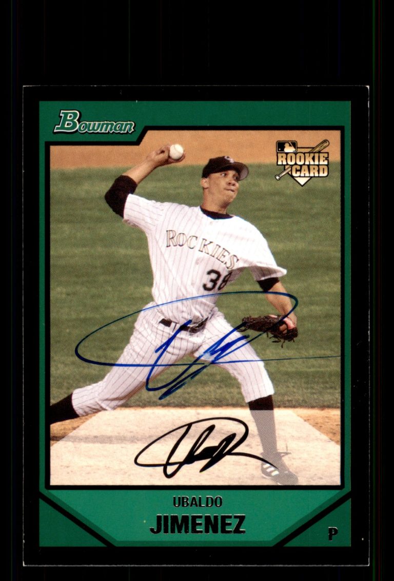 Signed Baseball Card Auto Ubaldo Jimenez 2007 Bowman #206 Colorado Rockies