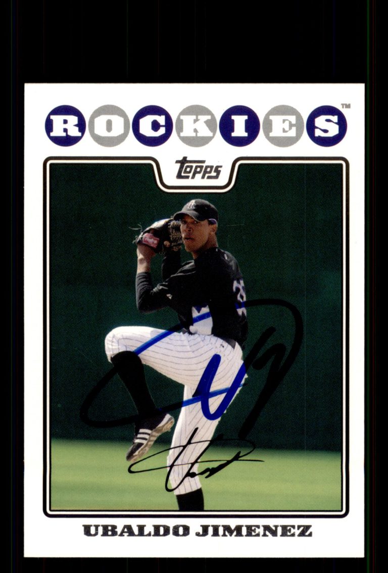 Signed Baseball Card Auto Ubaldo Jimenez 2008 Topps #111 Colorado Rockies
