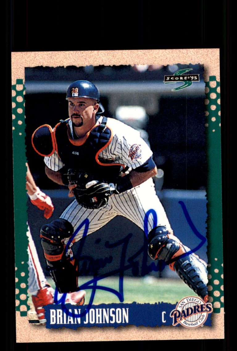 Signed Baseball Card Auto Brian Johnson 1995 Score #149 San Diego Padres