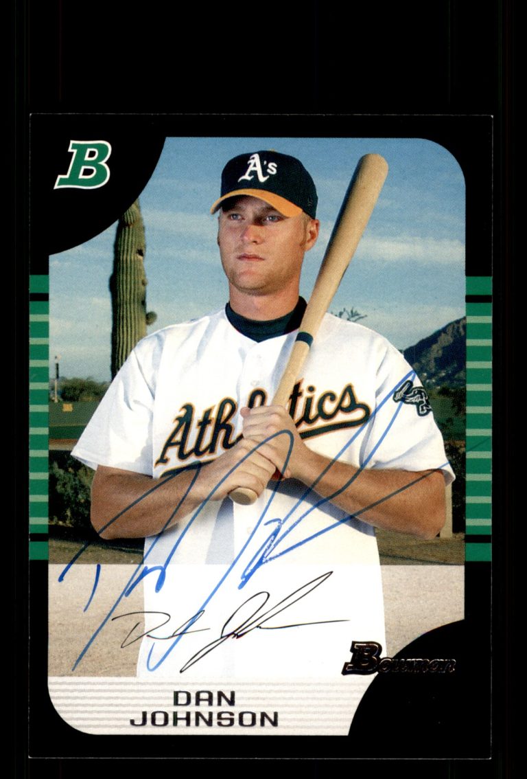 Signed Baseball Card Auto Dan Johnson 2005 Bowman #143 Oakland Athletics
