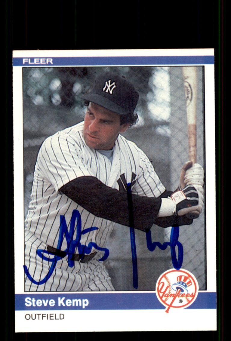 Signed Baseball Card Auto Steve Kemp 1984 Fleer #129 New York Yankees