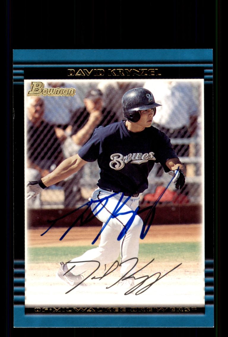 Signed Baseball Card Auto David Krynzel 2002 Bowman #153 Milwaukee Brewers