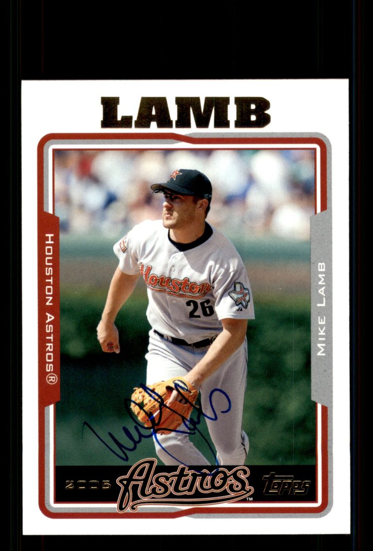 Signed Baseball Card Auto Mike Lamb 2005 Topps #495 Houston Astros