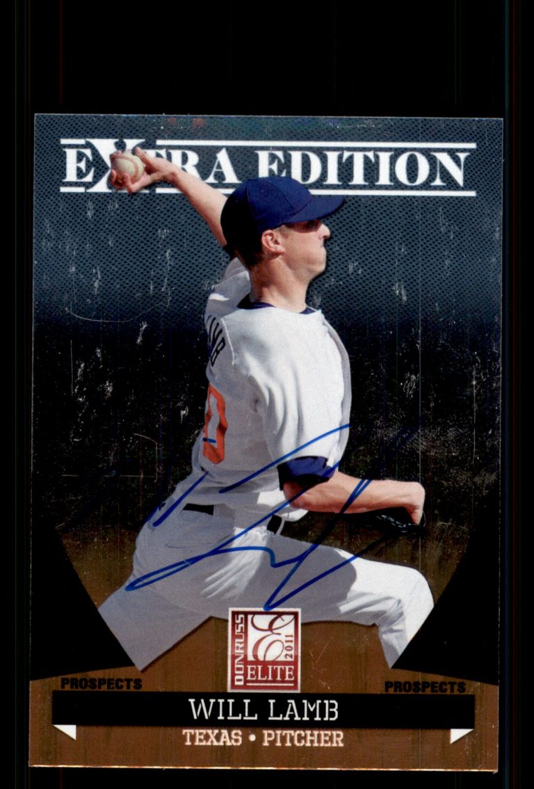 Signed Baseball Card Auto Will Lamb 2011 Donruss Elite Extra Edition #39 Rangers