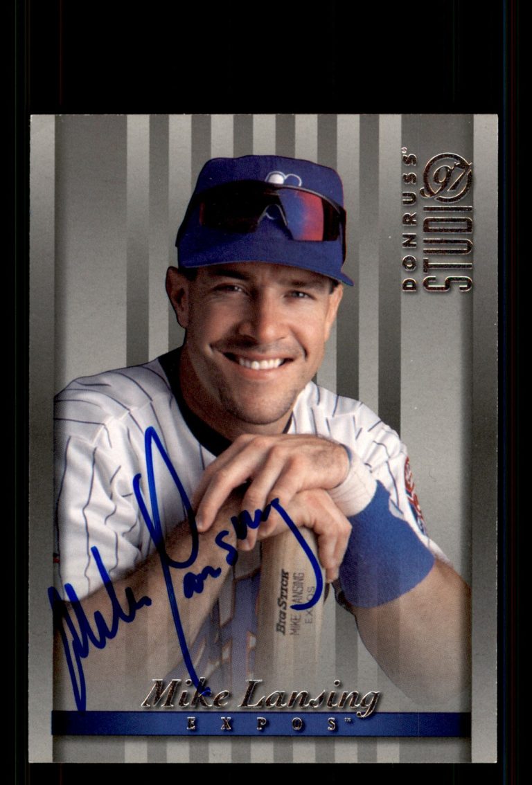Signed Baseball Card Auto Mike Lansing 1997 Studio #123 Montreal Expos