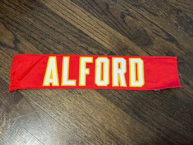 KANSAS CITY CHIEFS GAME USED ? ISSUED FOOTBALL JERSEY NAMEPLATE DARNELL ALFORD