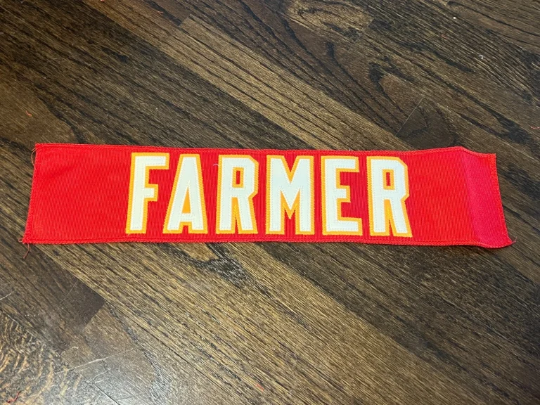 KANSAS CITY CHIEFS GAME USED ? ISSUED FOOTBALL JERSEY NAMEPLATE FARMER