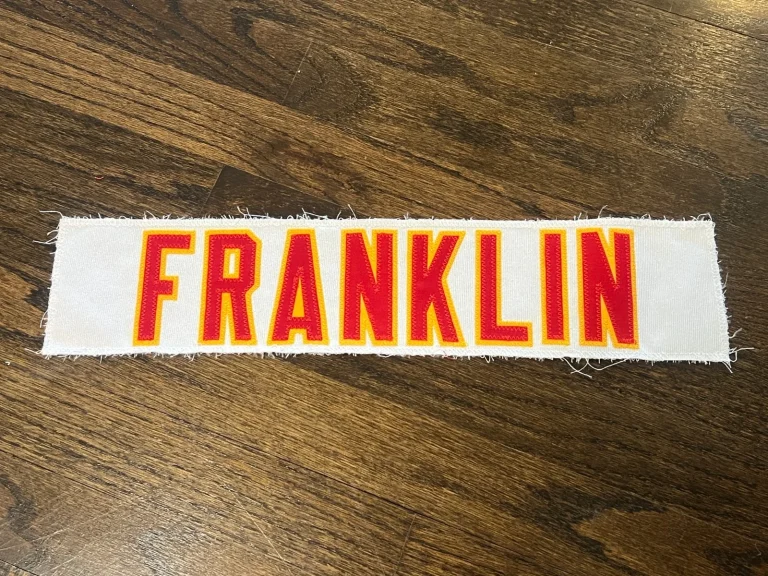 KANSAS CITY CHIEFS GAME USED ? ISSUED JERSEY NAMEPLATE NFL FOOTBALL FRANKLIN