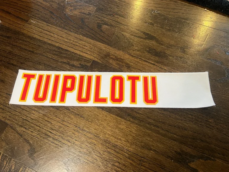 KANSAS CITY CHIEFS GAME USED ? ISSUED JERSEY NAMEPLATE NFL MARLON TUIPULOTU USC