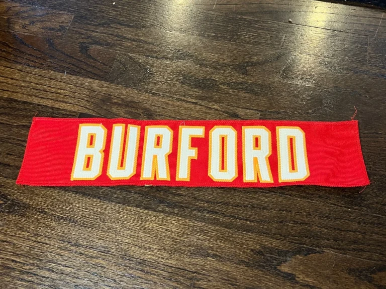 KANSAS CITY CHIEFS GAME USED ? TEAM ISSUED JERSEY NAMEPLATE FOOTBALL BURFORD
