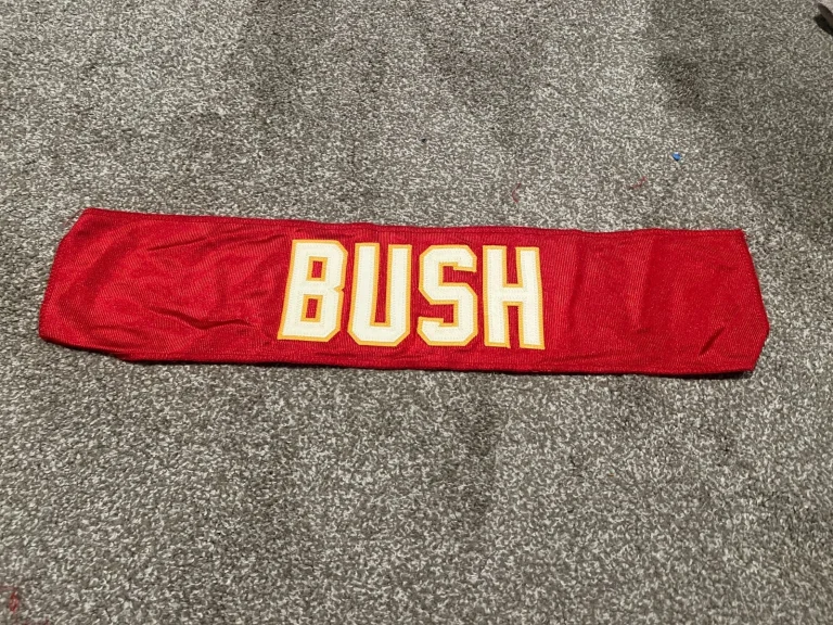 KANSAS CITY CHIEFS GAME USED ? TEAM ISSUED JERSEY NAMEPLATE FOOTBALL LEWIS BUSH
