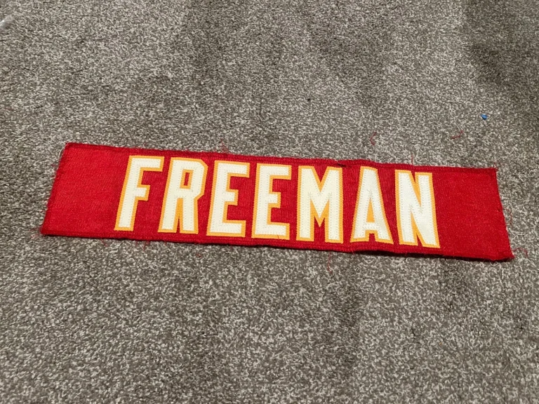 KANSAS CITY CHIEFS GAME USED ? TEAM ISSUED JERSEY NAMEPLATE EDDIE FREEMAN UAB