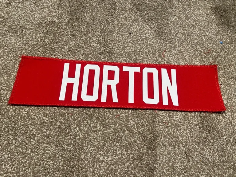 KANSAS CITY CHIEFS GAME USED ? TEAM ISSUED JERSEY NAMEPLATE FOOTBALL HORTON