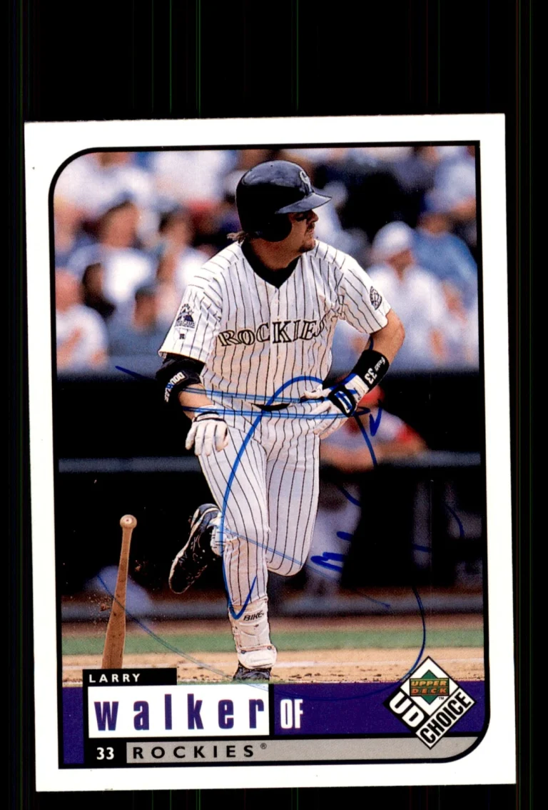 Signed Baseball Card Auto Larry Walker 1999 UD Choice Preview #82 Rockies
