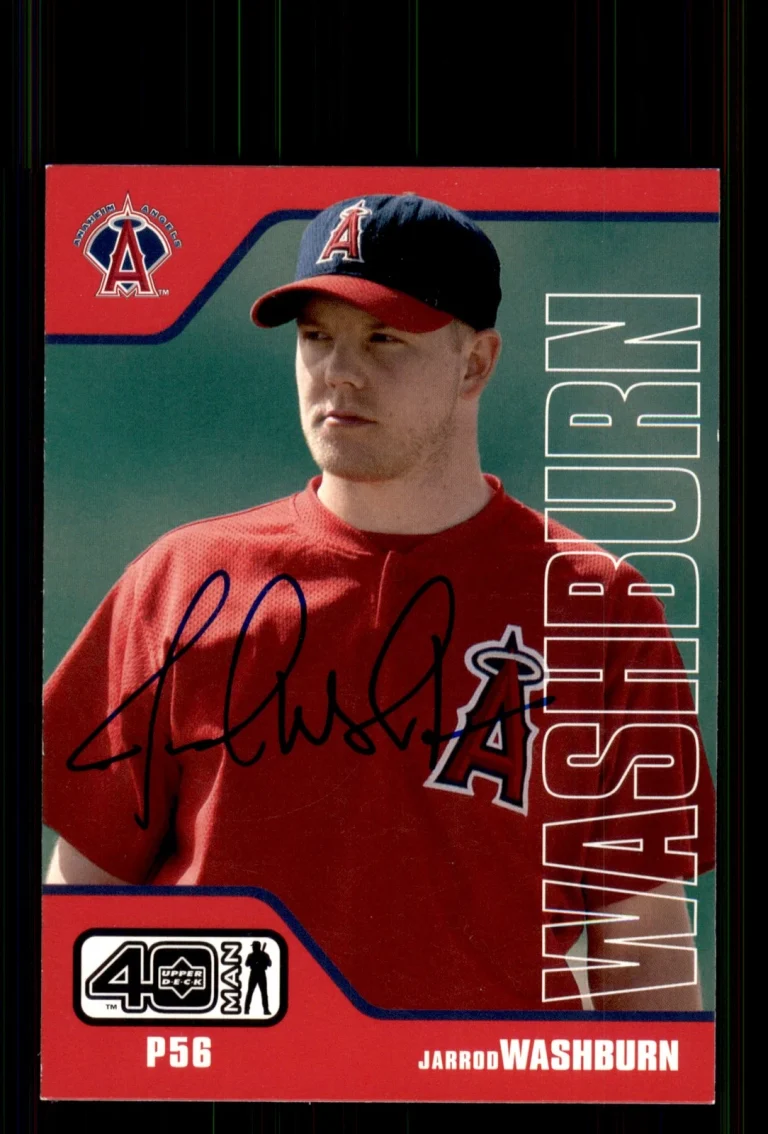 Signed Baseball Card Auto Jarrod Washburn 2002 Upper Deck 40-Man #15 Angels