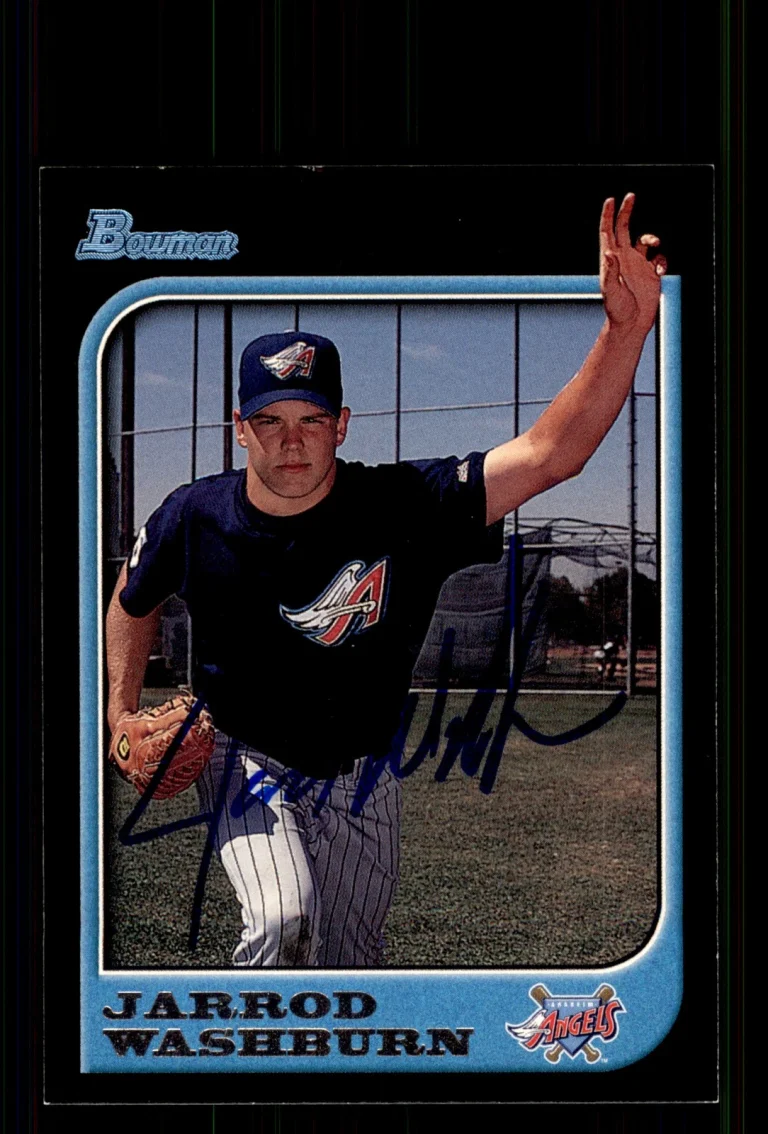 Signed Baseball Card Auto Jarrod Washburn 1997 Bowman #385 Anaheim Angels