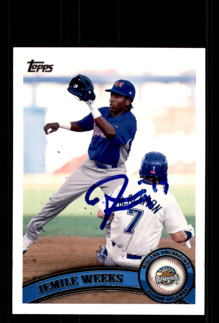 Signed Baseball Card Auto Jemile Weeks 2011 Topps Pro Debut #37