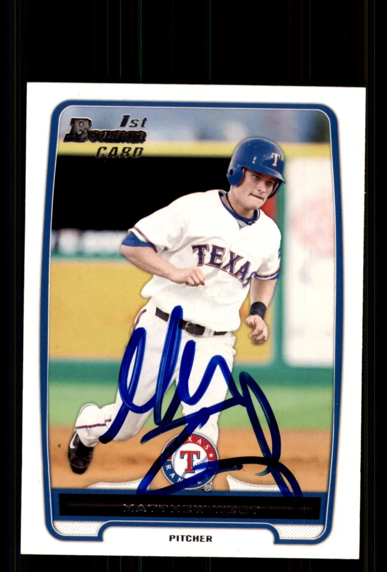 Signed Baseball Card Auto Matthew West 2012 Bowman #BP33 Texas Rangers