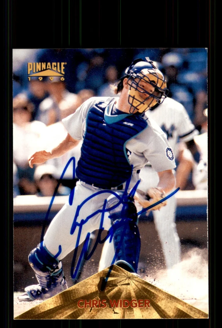 Signed Baseball Card Auto Chris Widger 1996 Pinnacle #178 Seattle Mariners