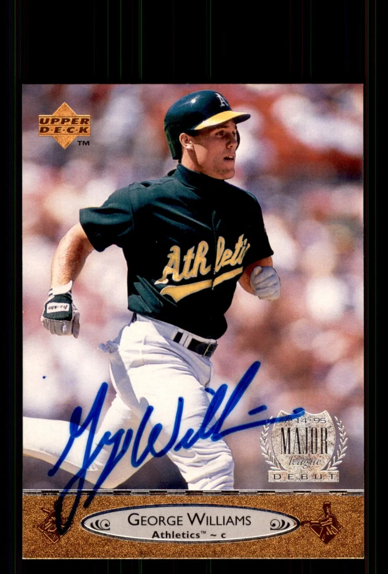 Signed Baseball Card Auto George Williams 1996 Upper Deck #162 Oakland Athletics