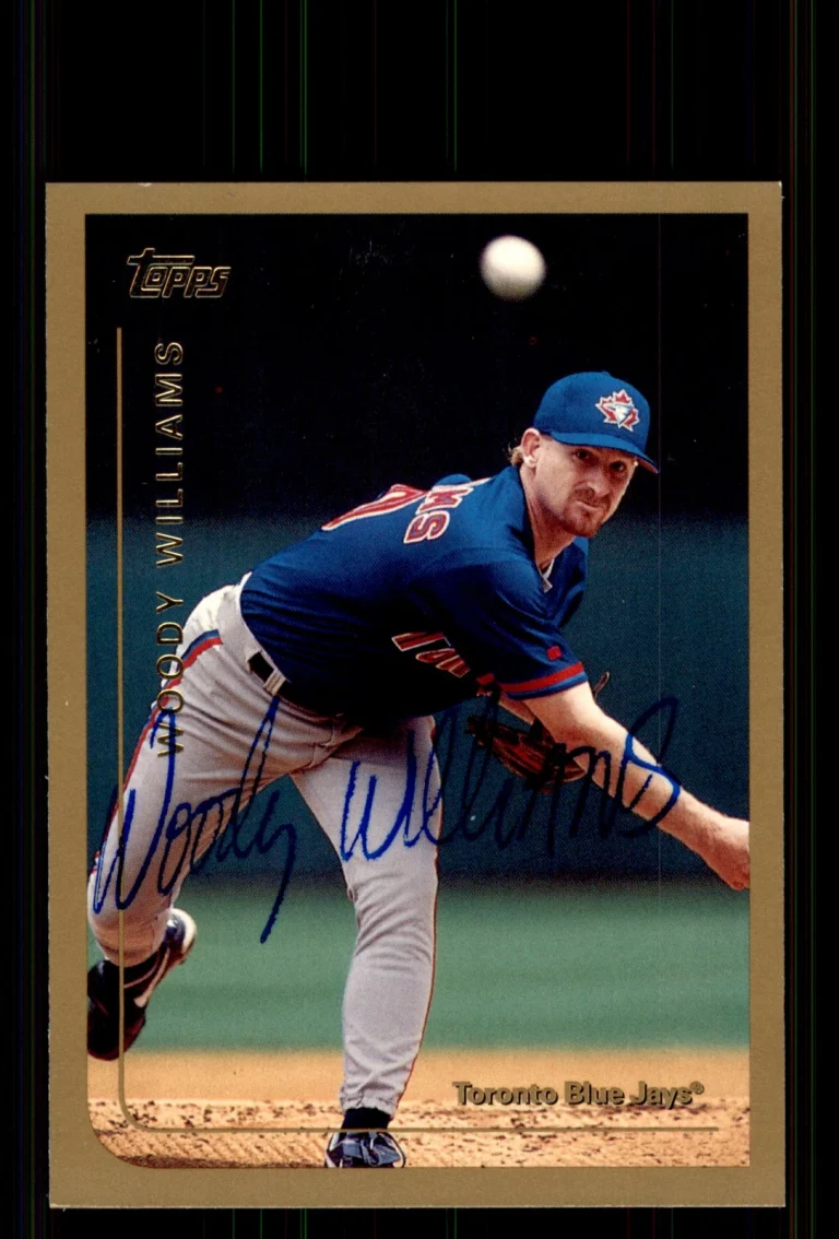 Signed Baseball Card Auto Woody Williams 1999 Topps #184 Toronto Blue Jays
