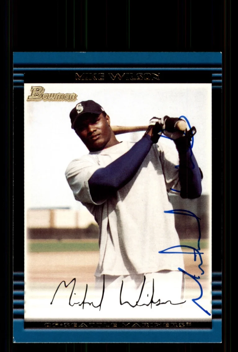 Signed Baseball Card Auto Mike Wilson 2002 Bowman #350 Seattle Mariners
