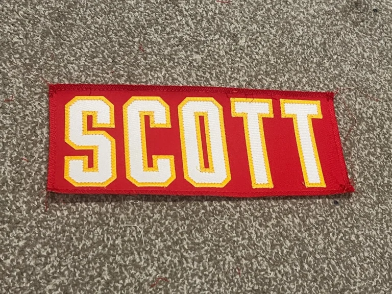KANSAS CITY CHIEFS GAME USED ? TEAM ISSUED JERSEY NAMEPLATE FOOTBALL TY SCOTT