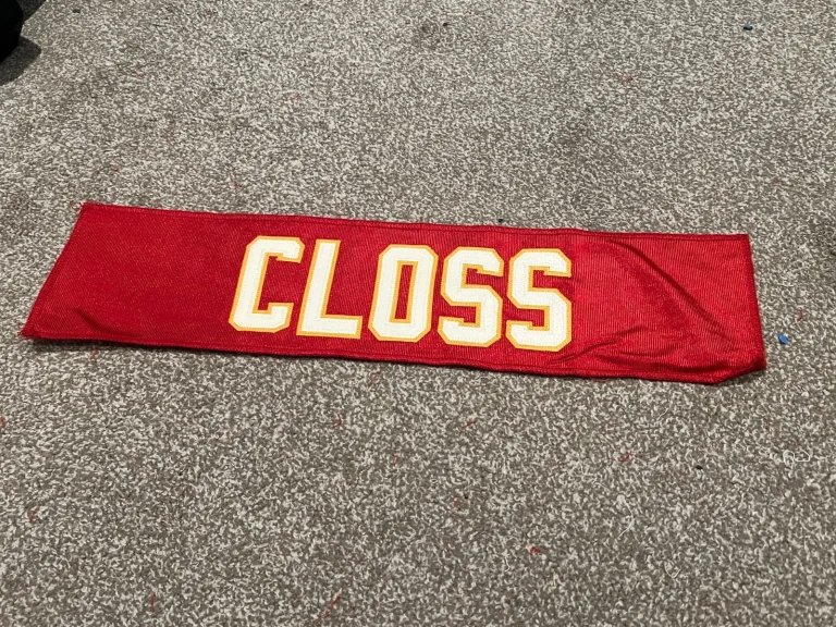 KANSAS CITY CHIEFS GAME USED ? ISSUED JERSEY NAMEPLATE FOOTBALL CLOSS