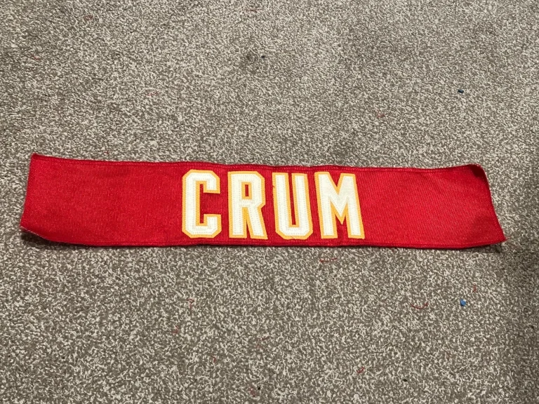 KANSAS CITY CHIEFS GAME USED ? ISSUED JERSEY NAMEPLATE DUSTIN CRUM KENT STATE