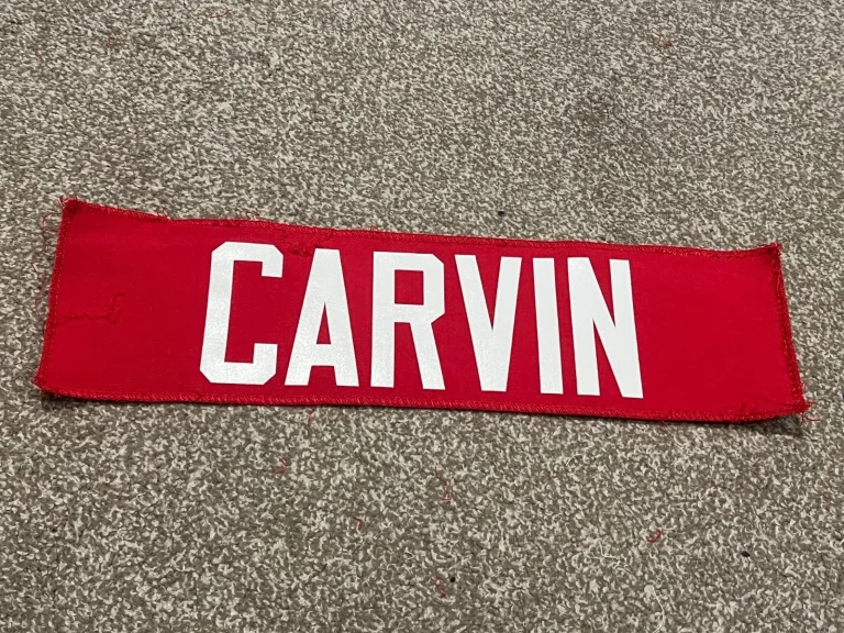 KANSAS CITY CHIEFS GAME USED ? ISSUED JERSEY NAMEPLATE JEROME CARVIN TENNESSEE