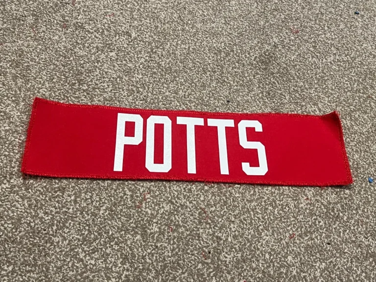 KANSAS CITY CHIEFS GAME USED ? ISSUED JERSEY NAMEPLATE TREY POTTS PENN STATE