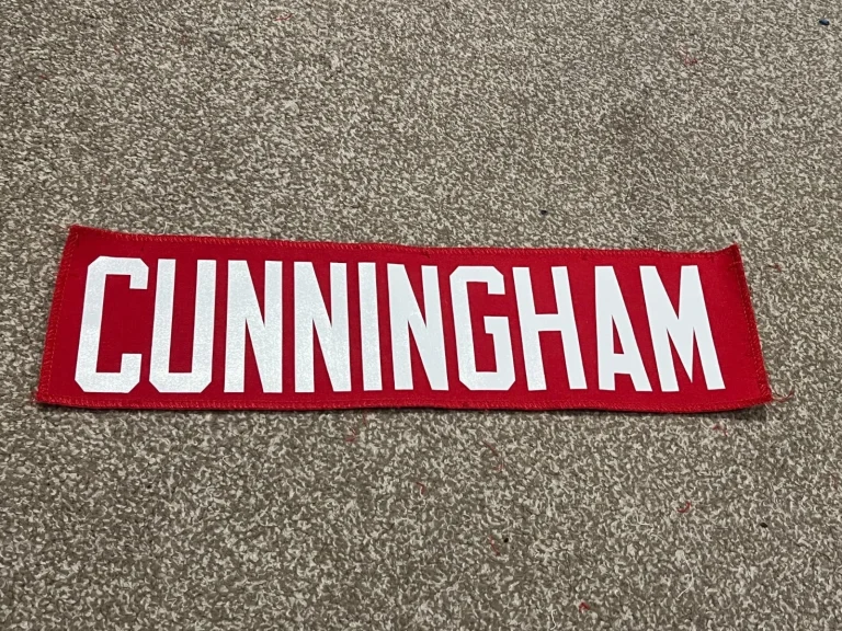 KANSAS CITY CHIEFS GAME USED ? ISSUED JERSEY NAMEPLATE  LOGAN CUNNINGHAM