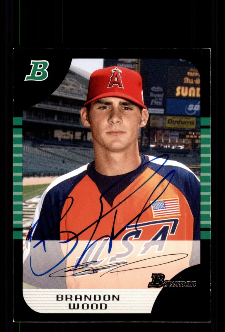 Signed Baseball Card Auto Brandon Wood 2005 Bowman #BDP144 Angels