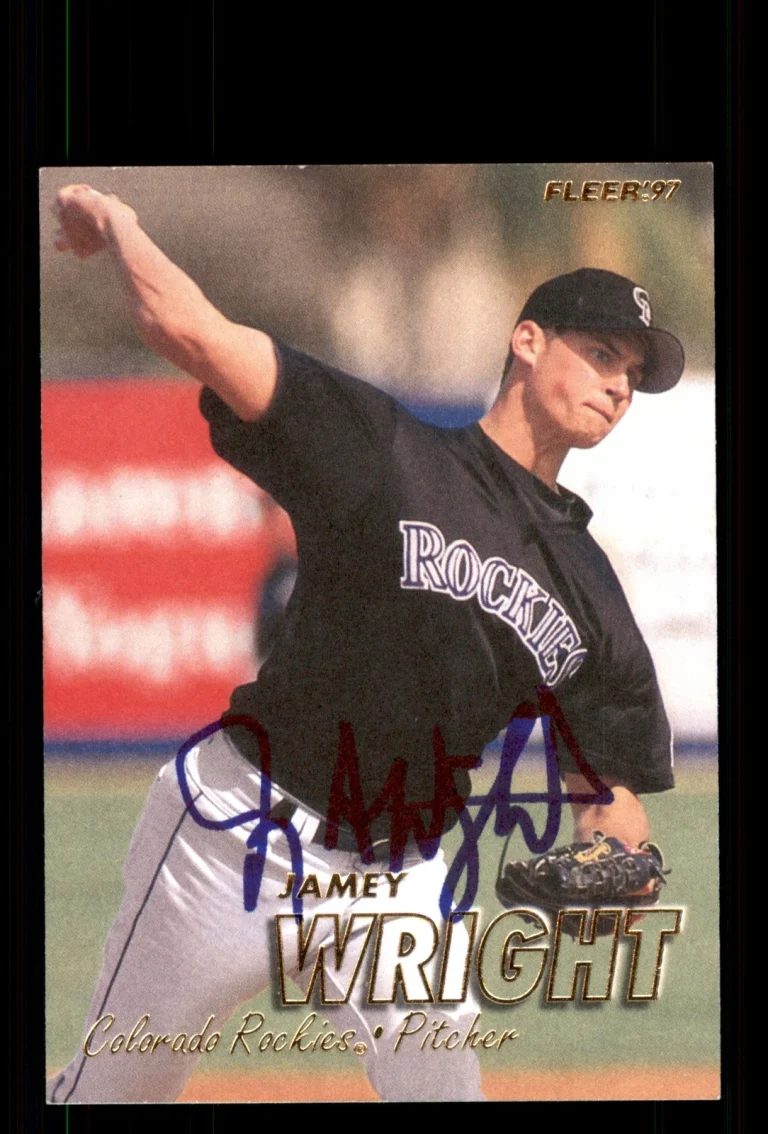 Signed Baseball Card Auto Jamey Wright 1997 Fleer #321 Colorado Rockies