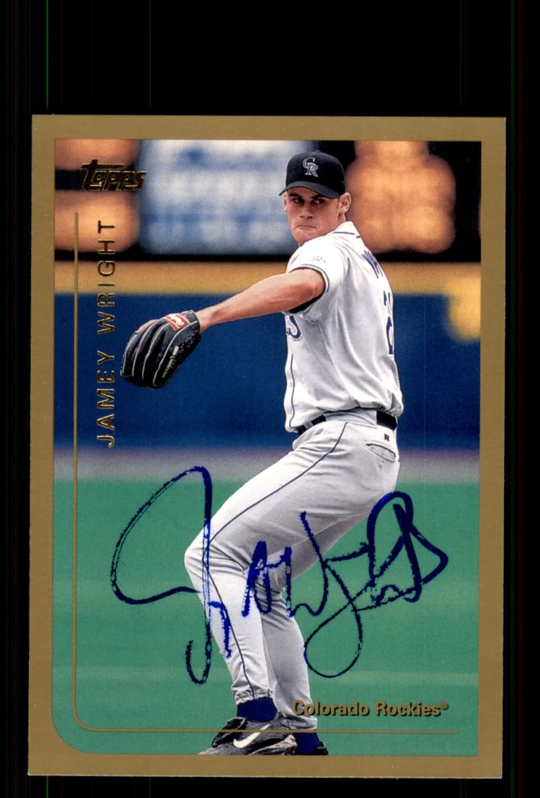 Signed Baseball Card Auto Jamey Wright 1999 Topps #197 Colorado Rockies