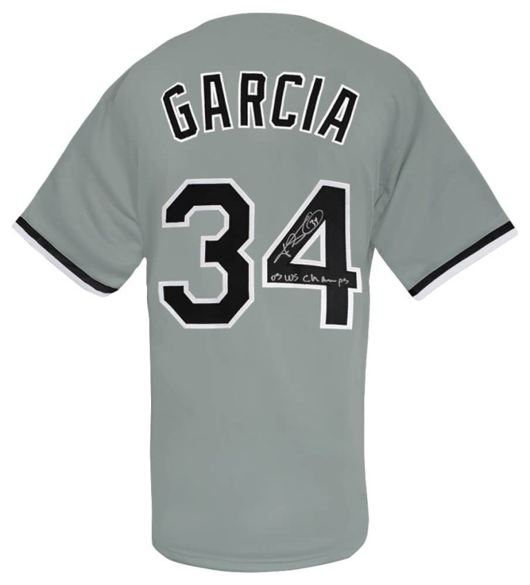 Freddy Garcia Signed Grey Custom Baseball Jersey w/05 WS Champs -(SCHWARTZ COA)