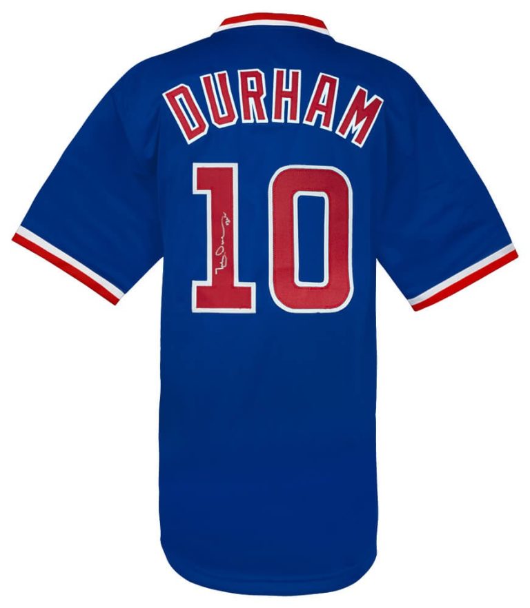 Leon Durham (CUBS) Signed Blue Custom Baseball Jersey w/Bull - (SCHWARTZ COA)