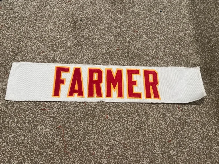 KANSAS CITY CHIEFS GAME USED ? ISSUED JERSEY NAMEPLATE NFL FOOTBALL FARMER