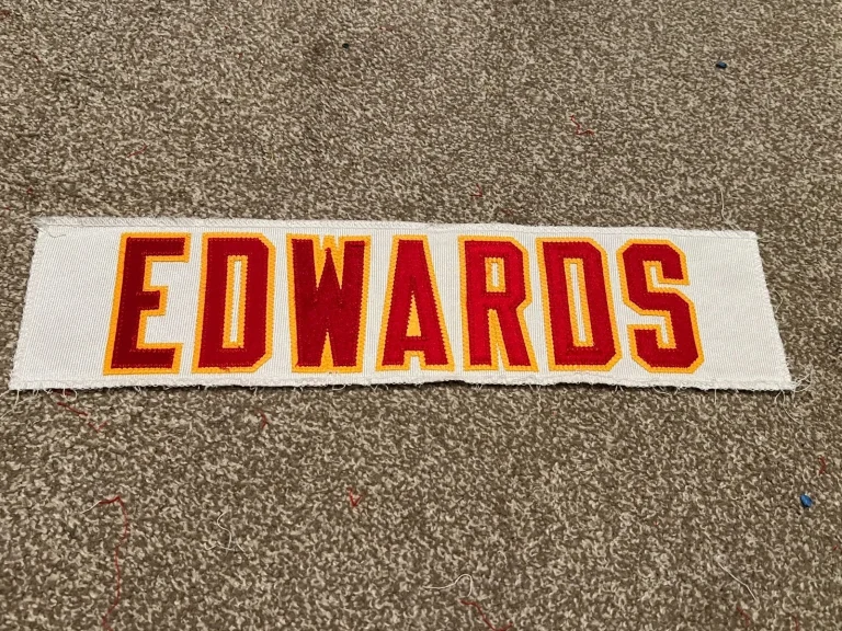 KANSAS CITY CHIEFS GAME USED ? ISSUED JERSEY NAMEPLATE NFL MIKE EDWARDS KENTUCKY
