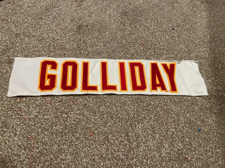 KANSAS CITY CHIEFS GAME USED ? ISSUED JERSEY NAMEPLATE NFL FOOTBALL GOLLDIAY