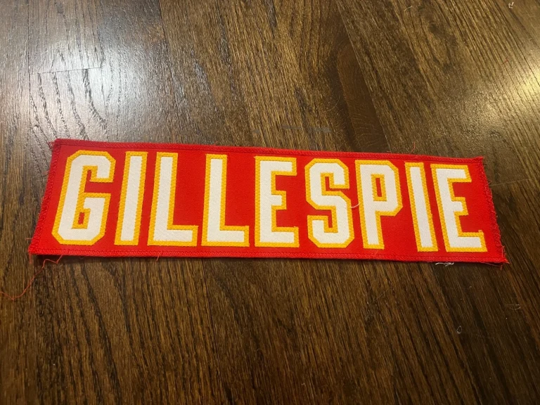 KANSAS CITY CHIEFS GAME USED ? TEAM ISSUED JERSEY NAMEPLATE TYLER GILLESPIE MU