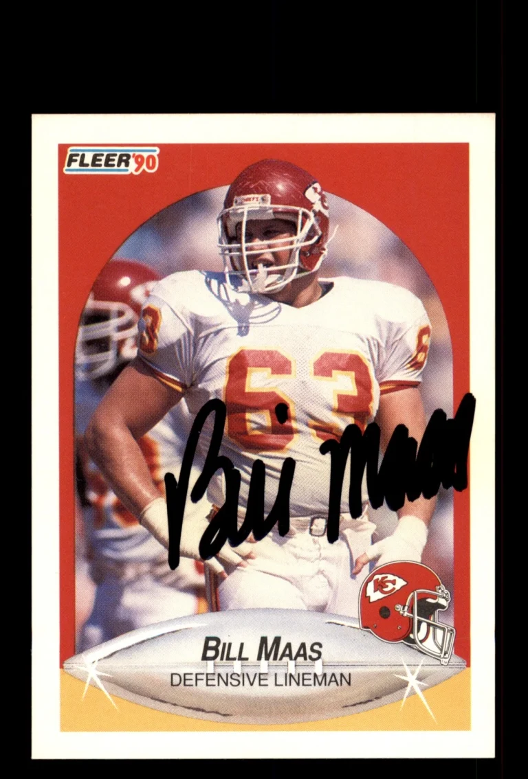 Signed Baseball Card Auto Bill Maas 1990 Fleer #203 Kansas City Chiefs