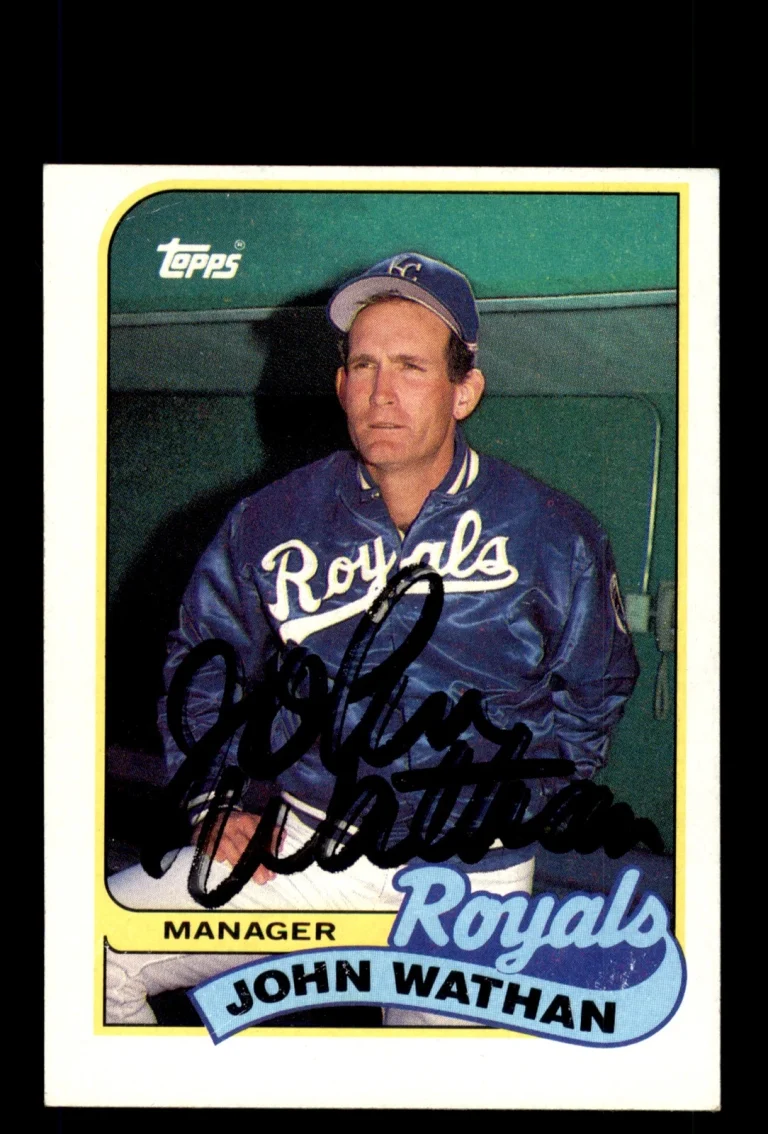 Signed Baseball Card Auto John Wathan 1989 Topps #374 Kansas City Royals