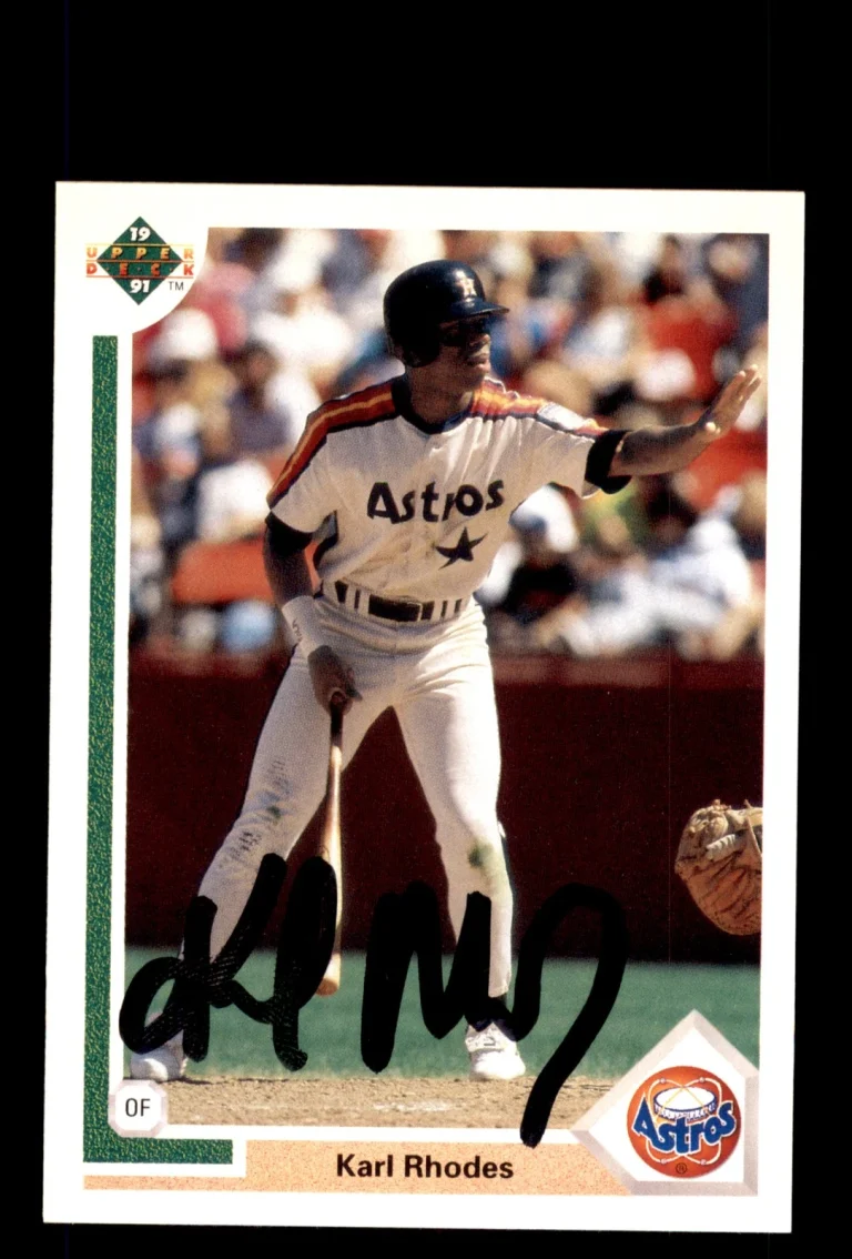 Signed Baseball Card Auto Karl Rhodes 1991 Upper Deck #466 Houston Astros