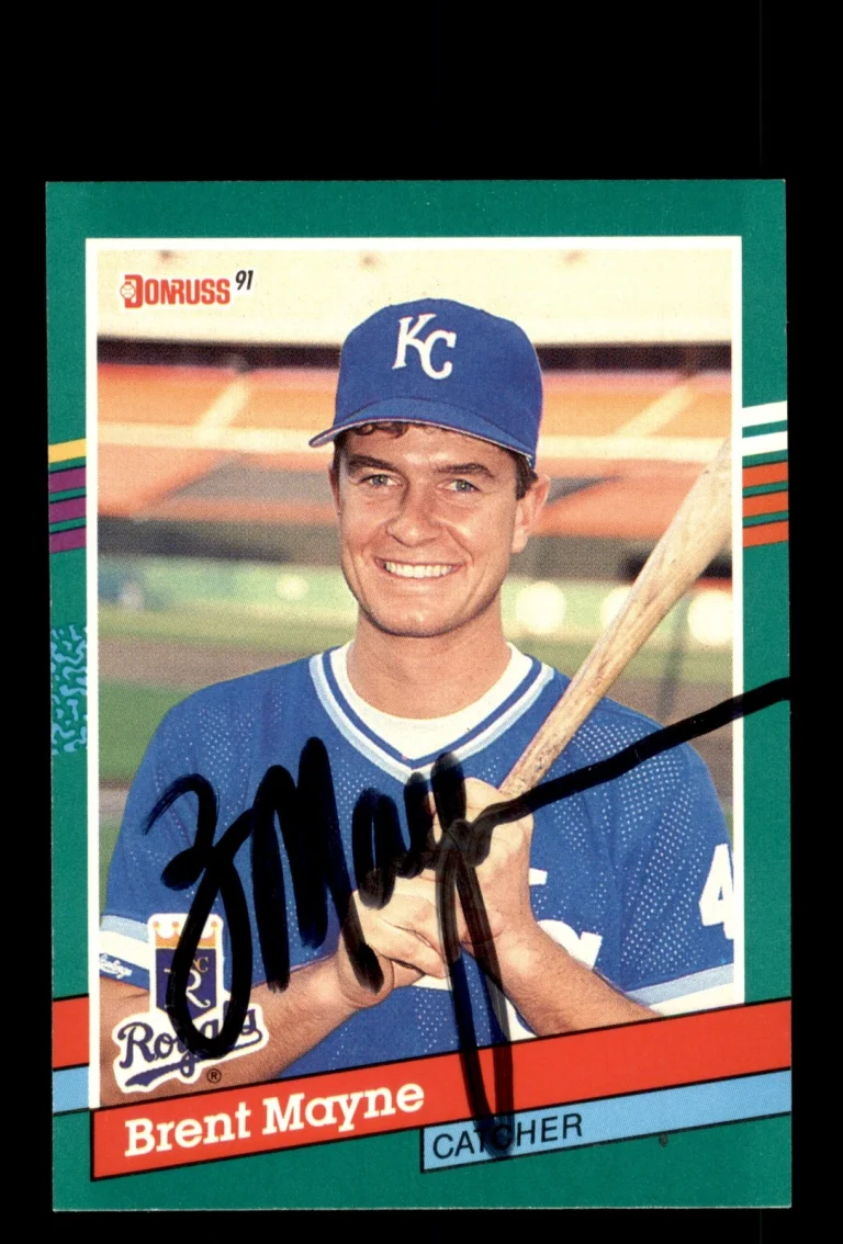Signed Baseball Card Auto Brent Mayne 1991 Donruss #617 Kansas City Royals