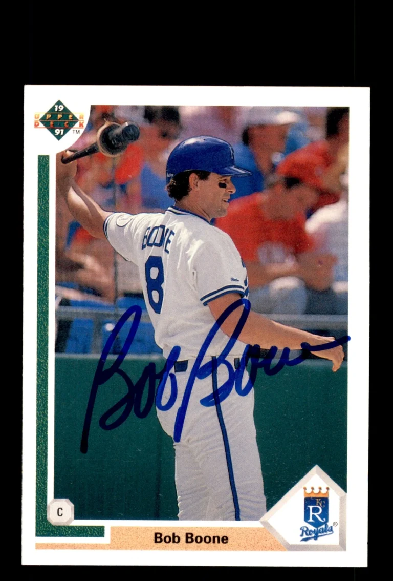 Signed Baseball Card Auto Bob Boone 1991 Upper Deck #502 Kansas City Royals