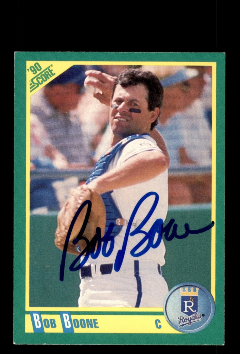 Signed Baseball Card Auto Bob Boone 1990 Score #60 Kansas City Royals