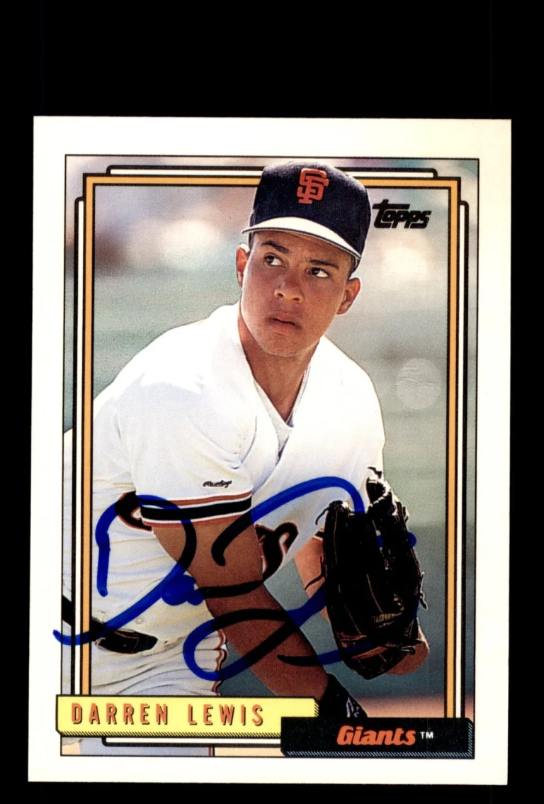 Signed Baseball Card Auto Darren Lewis 1992 Topps #743 San Francisco Giants